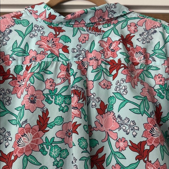 Lands End Floral Print Button Down Supina Cotton blouse Top plus size Womens 26W - Picture 4 of 12
